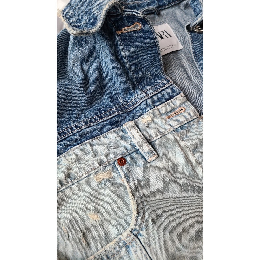 Zara Patchwork Denim Cropped Jacket - image 6